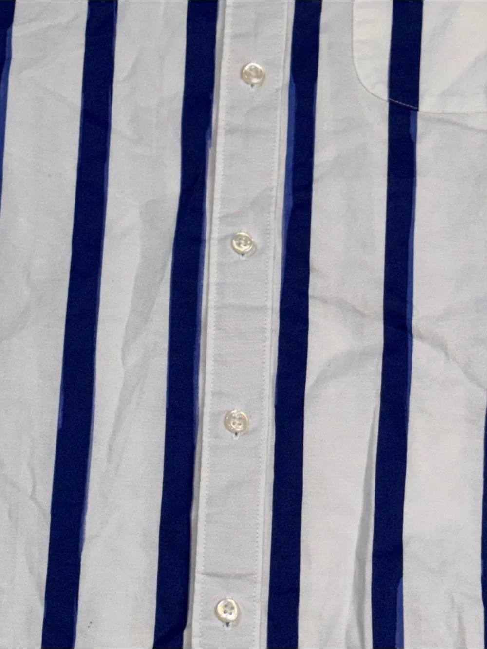 J. Crew Shirt Mens M Short Sleeve Button-Up Broken-In Oxford Striped Blue White